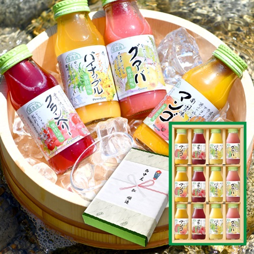 夏のフルーツジュースセット　180ml×12本（クランベリー、マンゴ、パイナップル、グァバ　180ml×各3本）　ギフトシリーズ　【180_12】