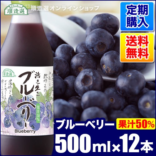 【定期購入】順造選　ブルーベリー（果汁50％ブルーベリージュース）500ml×12本入りセット【送料無料】